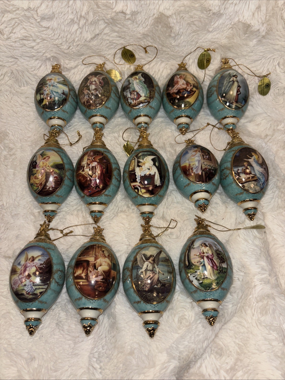 14 VTG 5” Bradford Porcelain Ornaments ‘Someone to Watch Over Me" Angels 14 VTG 5” Bradford Porcelain Ornaments ‘Someone to Watch Over Me" Angels