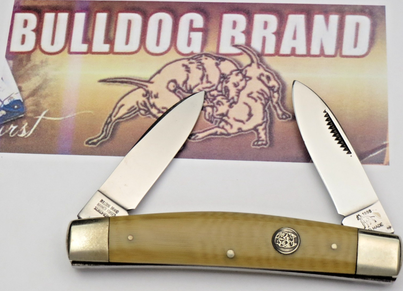 Vintage 1996 BULLDOG BRAND Solingen Single Dog Stamp Congress Knife - WATERFALL Vintage 1996 BULLDOG BRAND Solingen Single Dog Stamp Congress Knife - WATERFALL