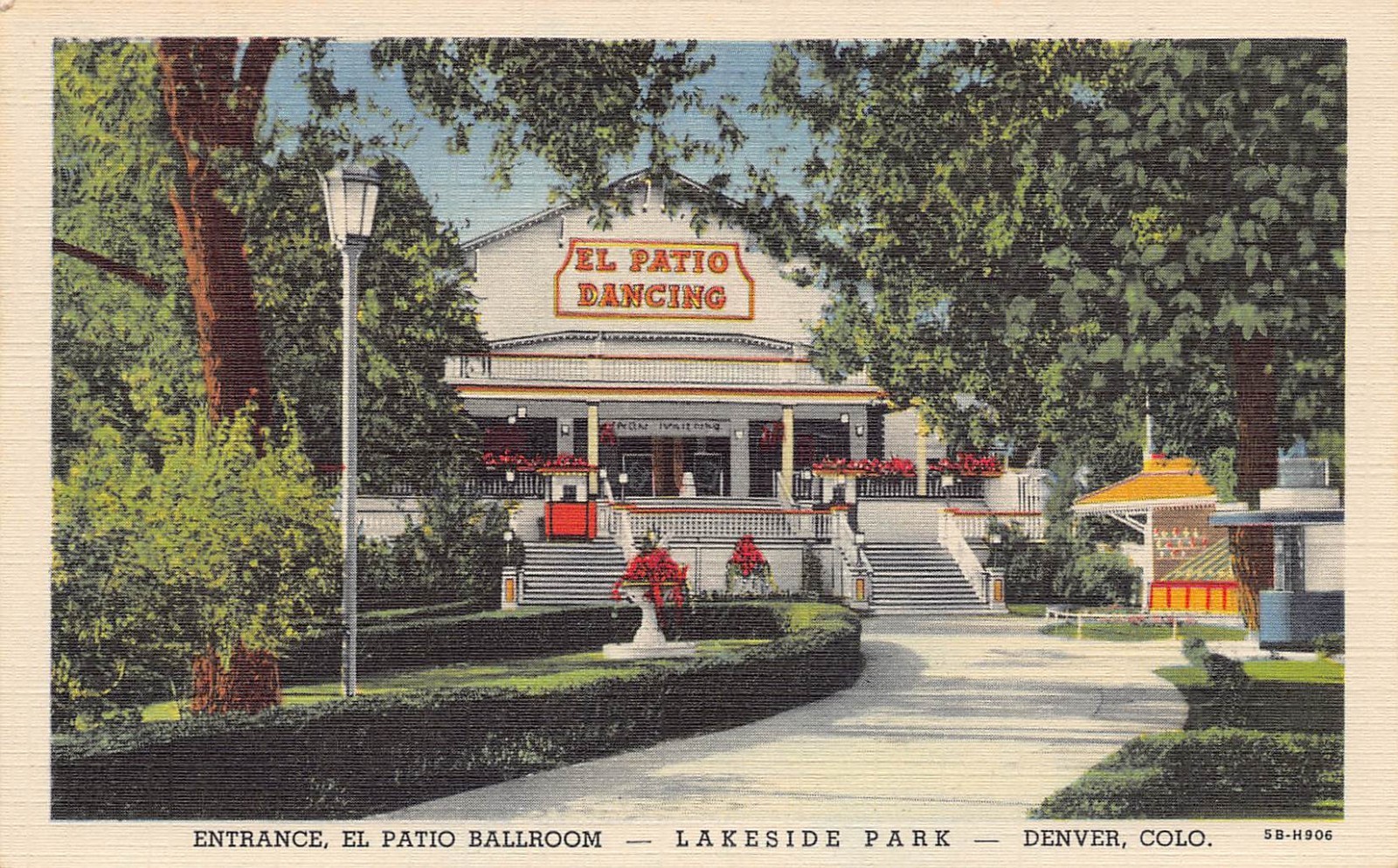 El Patio Dancing Ballroom Lakeside Park Colorado 1950s linen postcard El Patio Dancing Ballroom Lakeside Park Colorado 1950s linen postcard