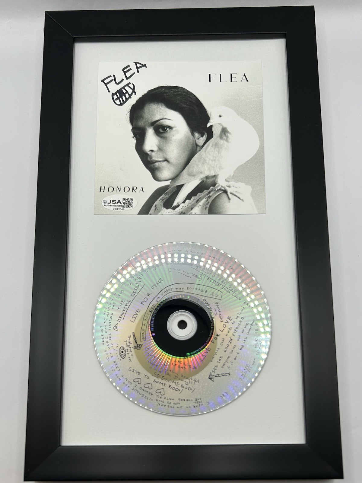 FLEA SIGNED FRAMED HONORA SOLO ALBUM CD COVER RHCP BASSIST AUTOGRAPH - JSA COA