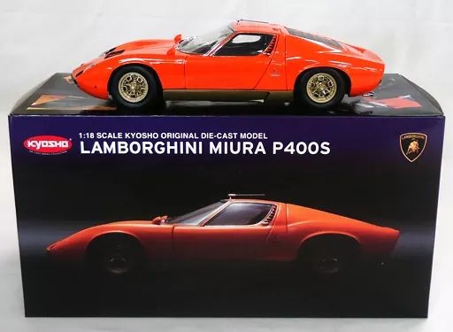 Kyosho Lamborghini Miura P400S 1/18 Scale Orange Diecast Model Car Kyosho Lamborghini Miura P400S 1/18 Scale Orange Diecast Model Car