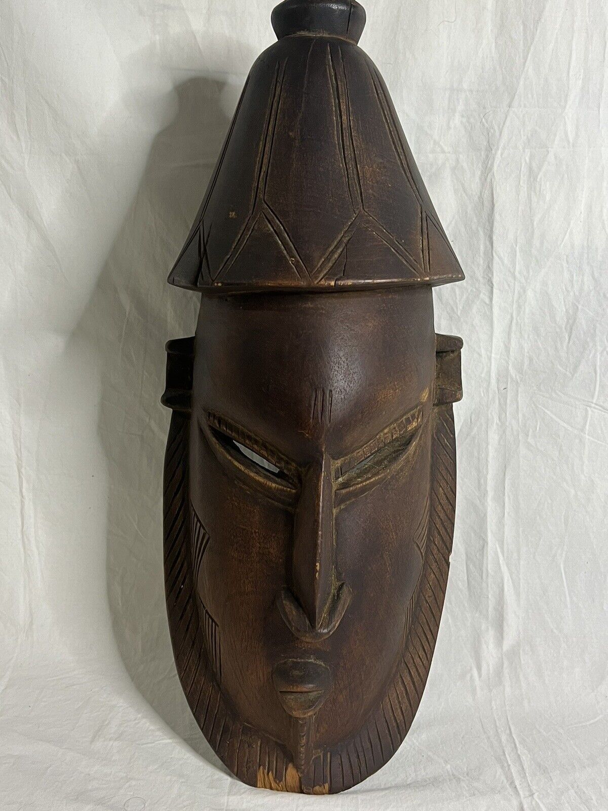 rare large tribal wodden craved hanging mask 