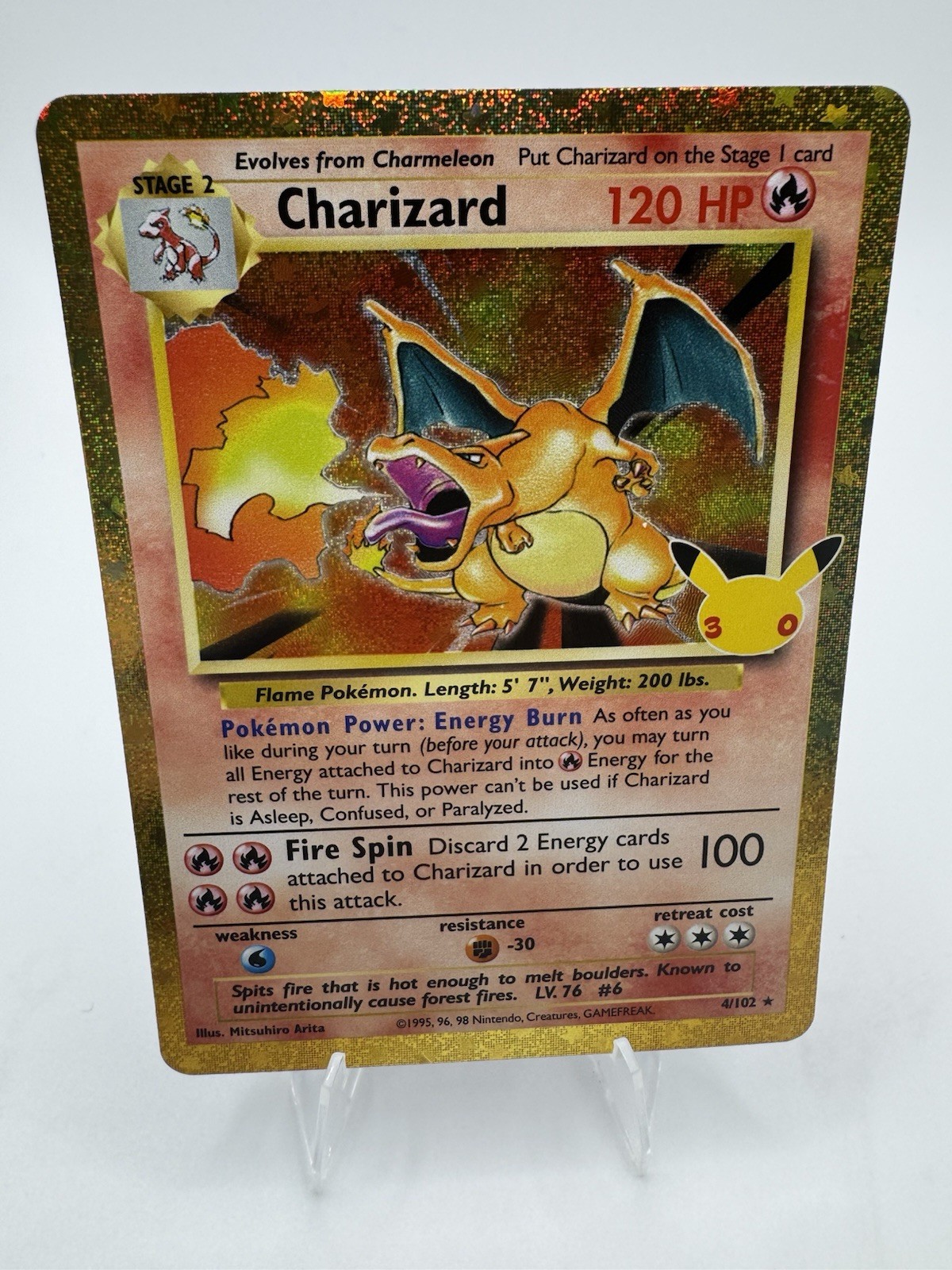 CHARIZARD Pokemon 30th Anniversary 4/102 Gold Anniversary SP CHARIZARD Pokemon 30th Anniversary 4/102 Gold Anniversary SP