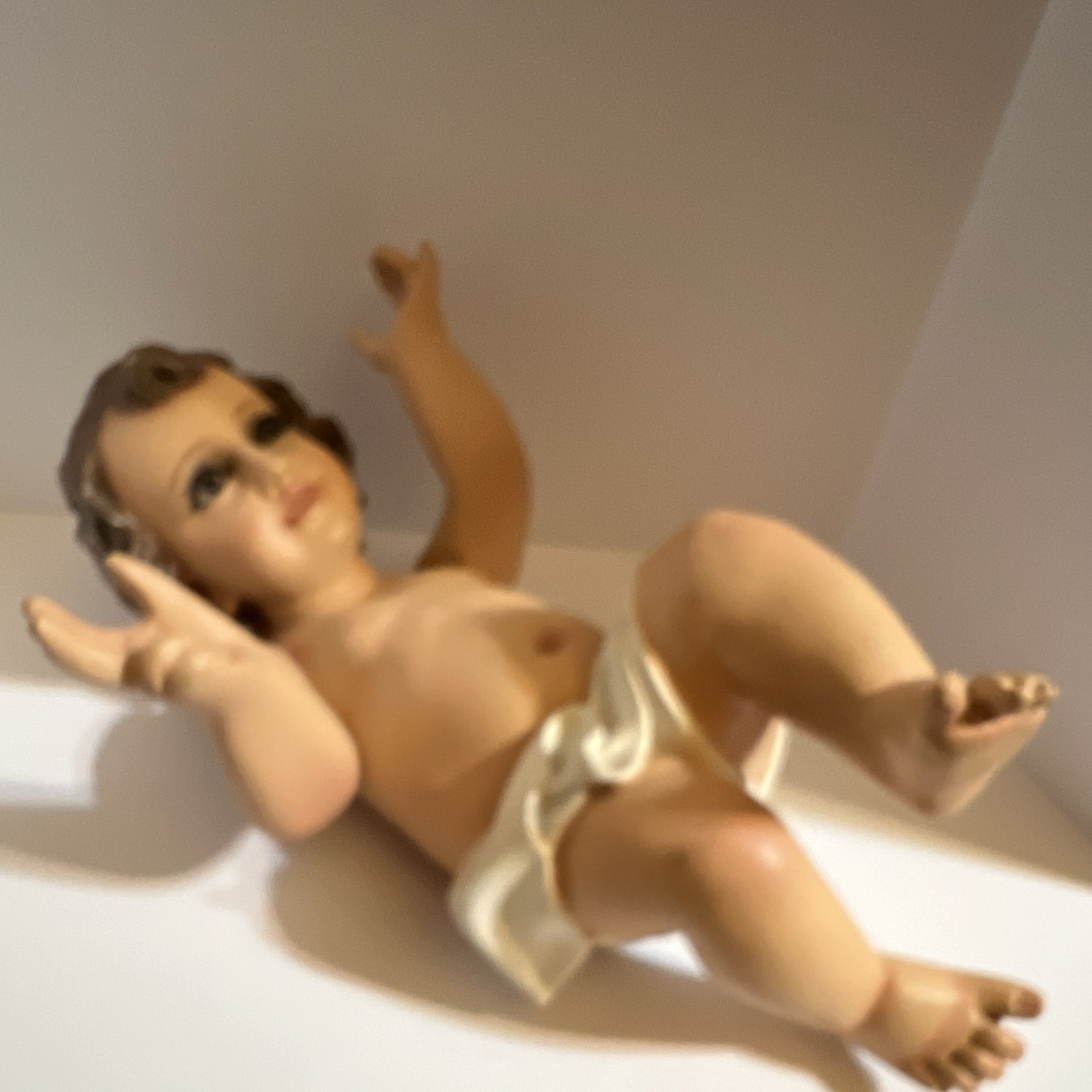 Weighted Baby Jesus Glass Eyes Soft Eye Lashes Movable Arms Beautiful Vintage Weighted Baby Jesus Glass Eyes Soft Eye Lashes Movable Arms Beautiful Vintage