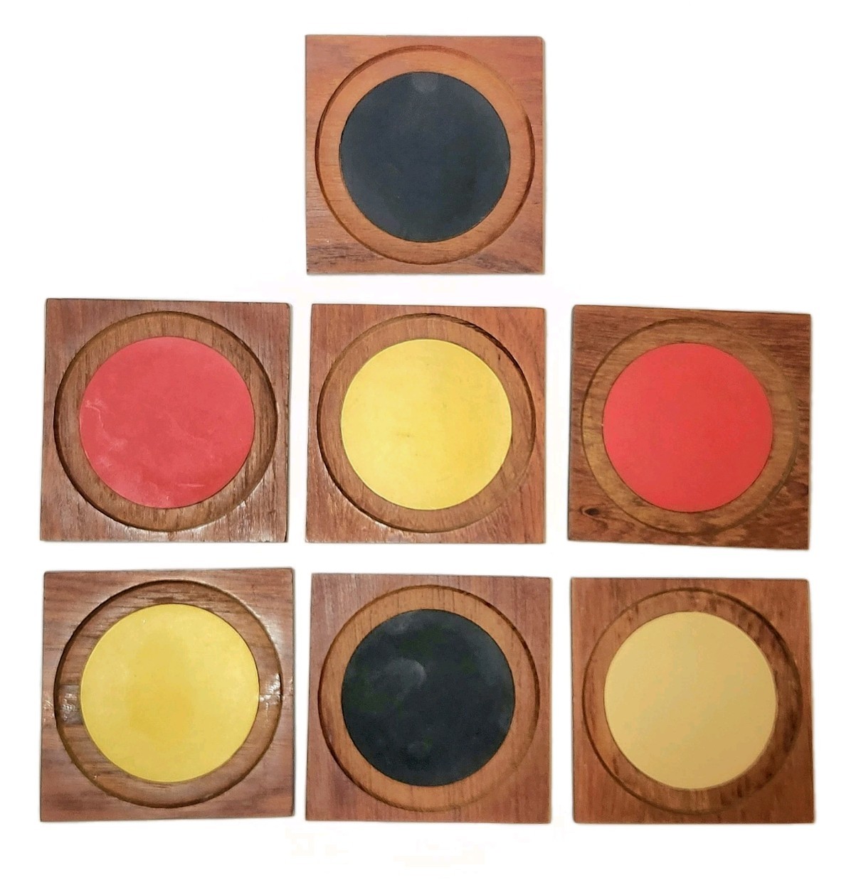 Vtg Modern Mcm Laurids Lonborg Teak Wood Coasters Barware Set 7 Retro Danish Vtg Modern Mcm Laurids Lonborg Teak Wood Coasters Barware Set 7 Retro Danish