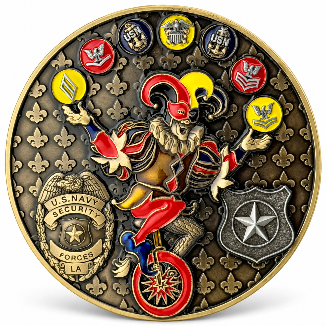 US Navy Security Forces NAS JRB New Orleans Mardi Gras 3.5" Challenge Coin