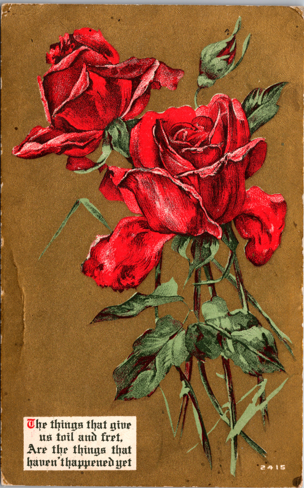 Postcard Don't Worry About the Future Card Pretty Roses 1910