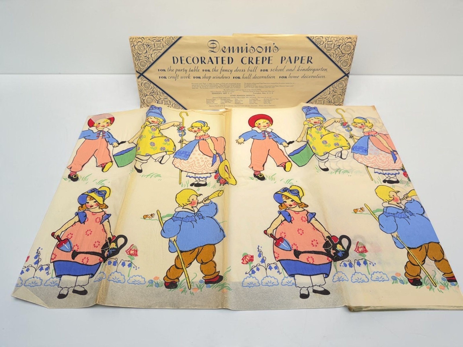 Dennison Decorated Crepe Paper Vintage 1930s Spring Children School & Party Dennison Decorated Crepe Paper Vintage 1930s Spring Children School & Party