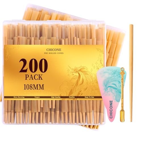 200 Pack Pre Rolled Cones | Natural Slow-Burning Cones Rolling Paper | 108mm Kin 200 Pack Pre Rolled Cones | Natural Slow-Burning Cones Rolling Paper | 108mm Kin
