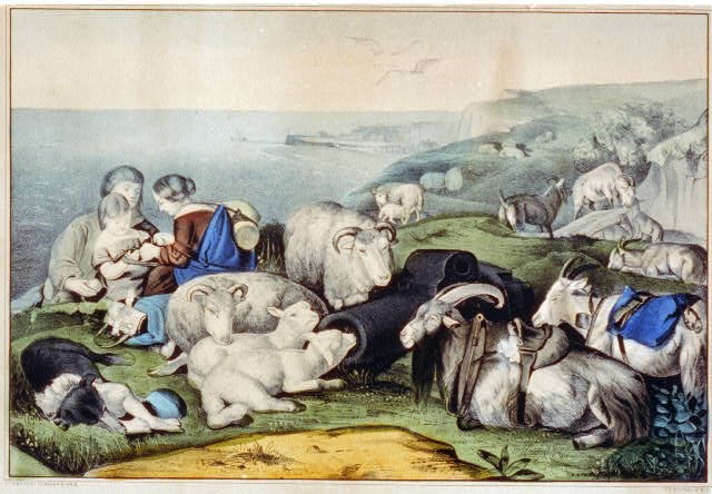 Photo:Currier & Ives Peace Family Sheep Dog Seaside 1850s