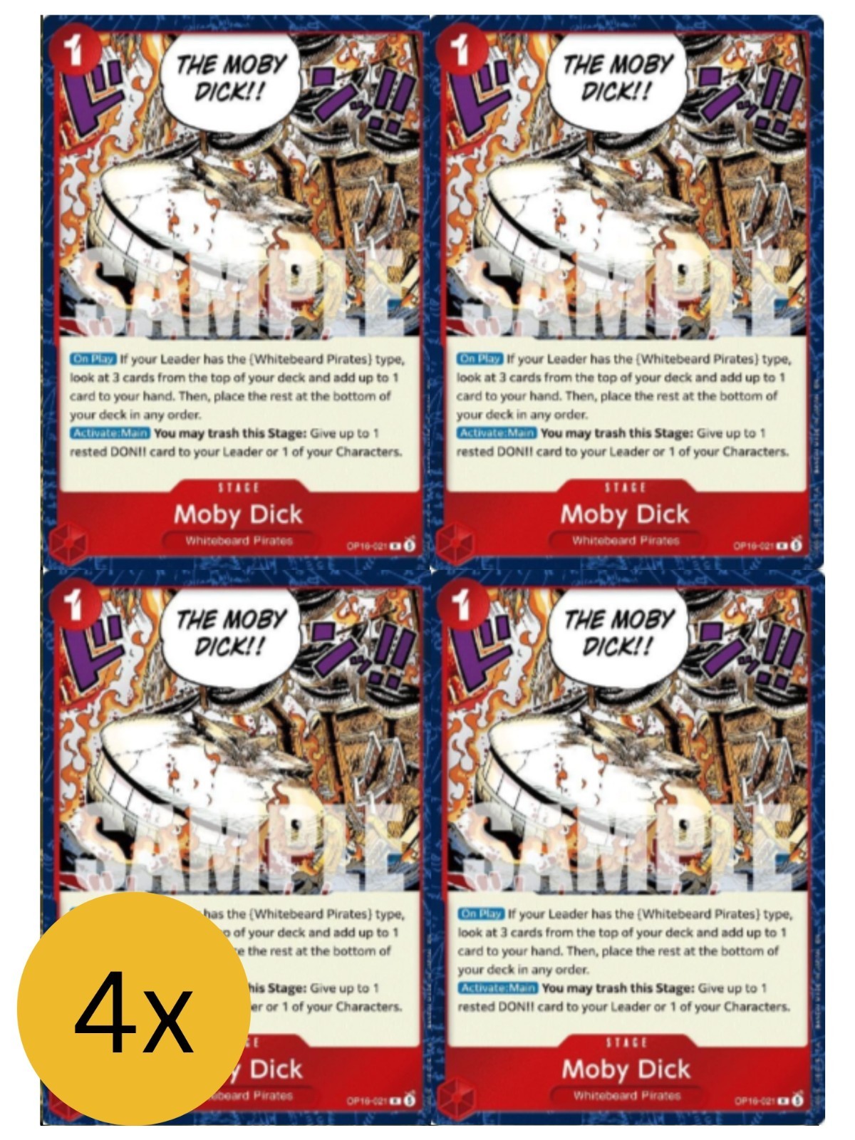 4X Moby Dick Foil R The Time of Battle OP16-021 One Piece Playset 4X Moby Dick Foil R The Time of Battle OP16-021 One Piece Playset