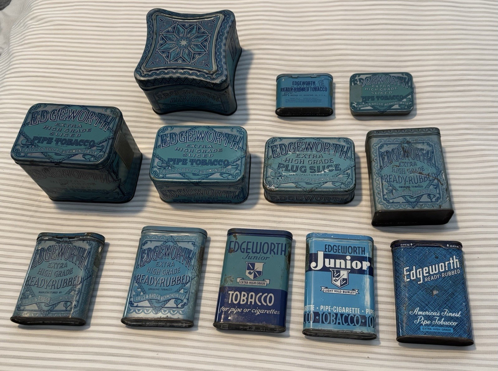 12 Edgeworth Vintage Early Pocket Tins Sample & Junior and Regular All Different 12 Edgeworth Vintage Early Pocket Tins Sample & Junior and Regular All Different