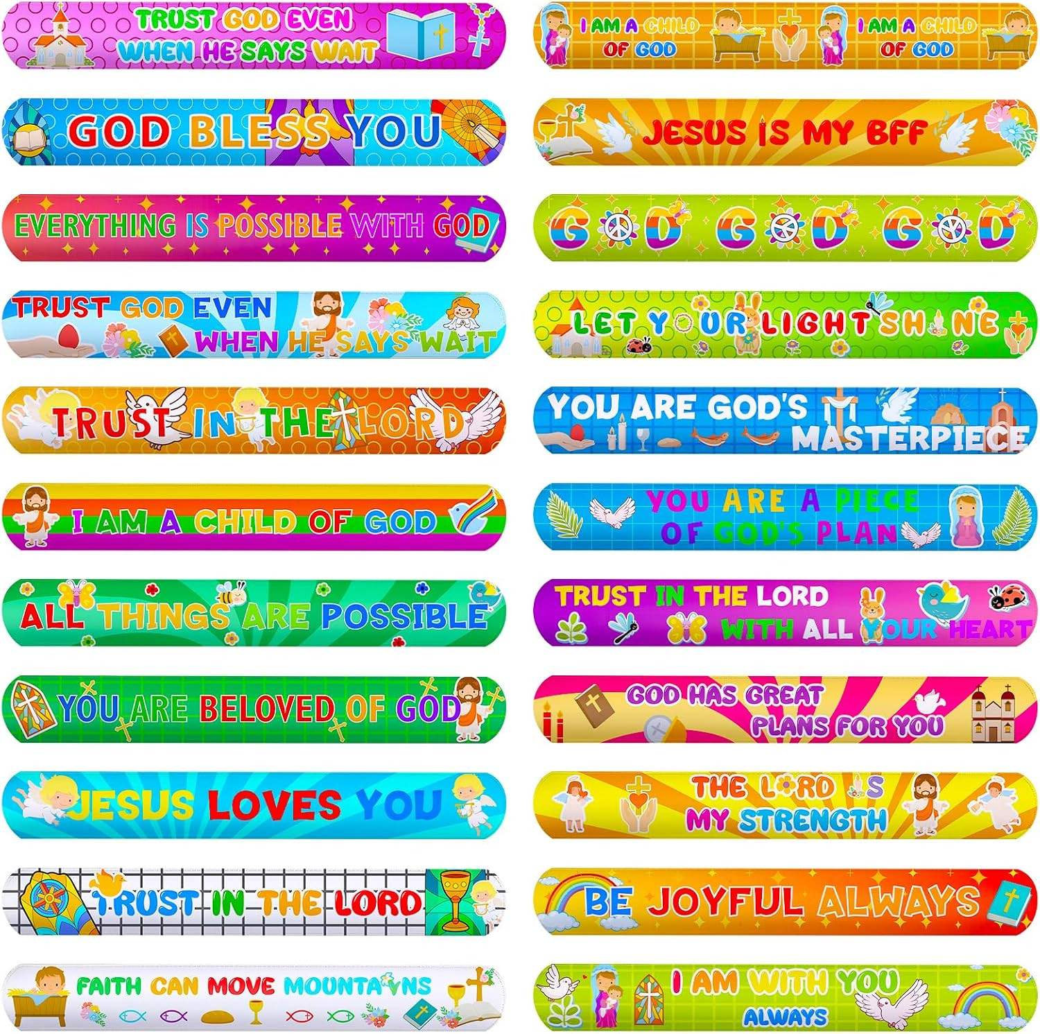 64 PCS Christian Slap Bracelets Bulk, Bible Verses Religious 64 PCS Christian Slap Bracelets Bulk, Bible Verses Religious