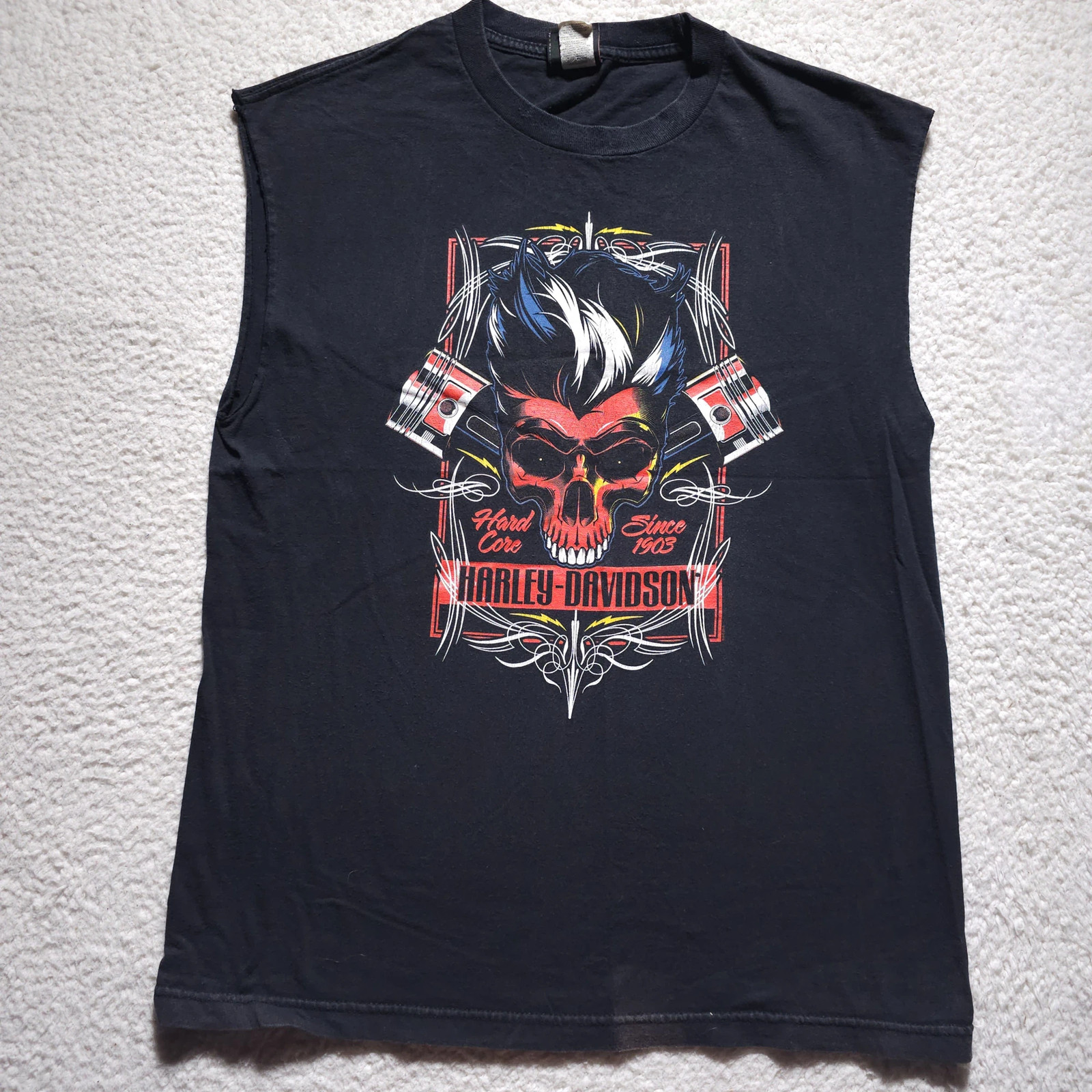 Harley Davidson Steel City Muscle Tee Large Hard Core Since 1903 Skull Cut Off