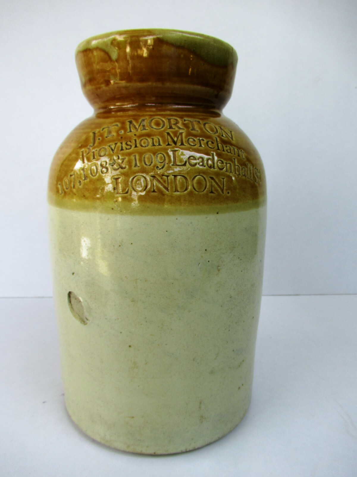 Vintage Stoneware Salt Jar Impressed J.T.Morton Merchants London Powell Bristo"F Vintage Stoneware Salt Jar Impressed J.T.Morton Merchants London Powell Bristo"F