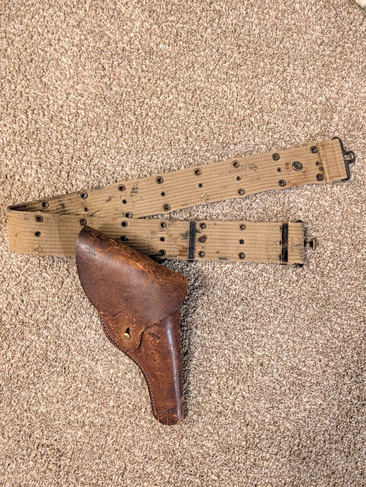 ww2 original M1917 S&W Victory Revolver Holster w/ m1936 Pistol Belt