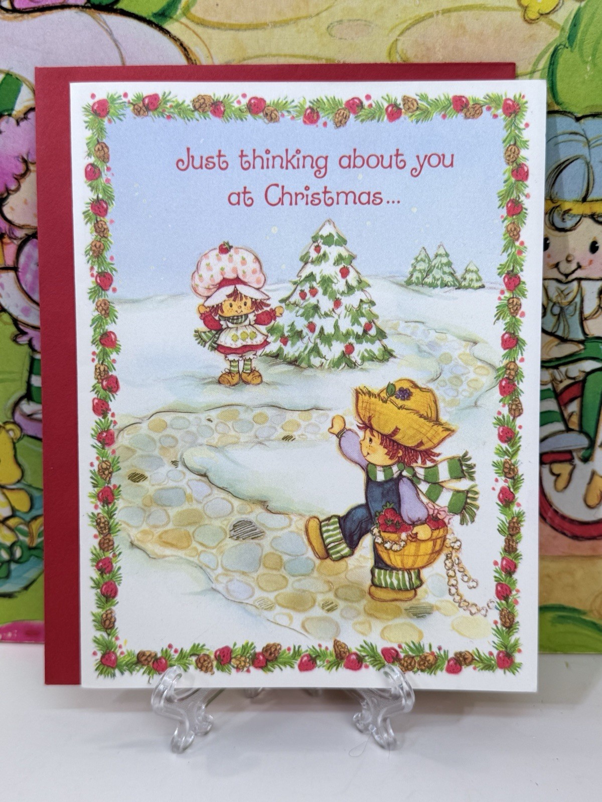 Beautiful Vintage Strawberry Shortcake Christmas Card & Envelope Beautiful Vintage Strawberry Shortcake Christmas Card & Envelope