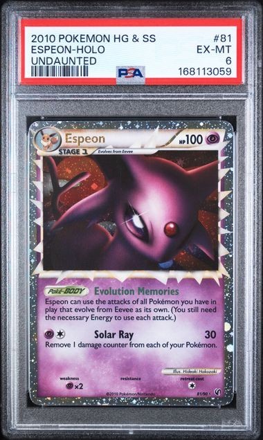 Espeon PRIME 81/90 | PSA 6 EX-MT | HGSS Undaunted 2010 Holo Ultra Rare Pokemon Espeon PRIME 81/90 | PSA 6 EX-MT | HGSS Undaunted 2010 Holo Ultra Rare Pokemon