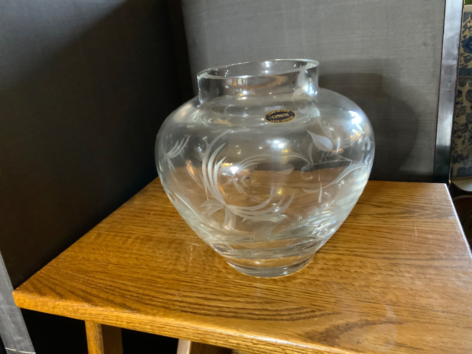 Lenox Crystal Etched Chrysanthemum Vase Hand  Blown Limited Edition of 9500 NWT