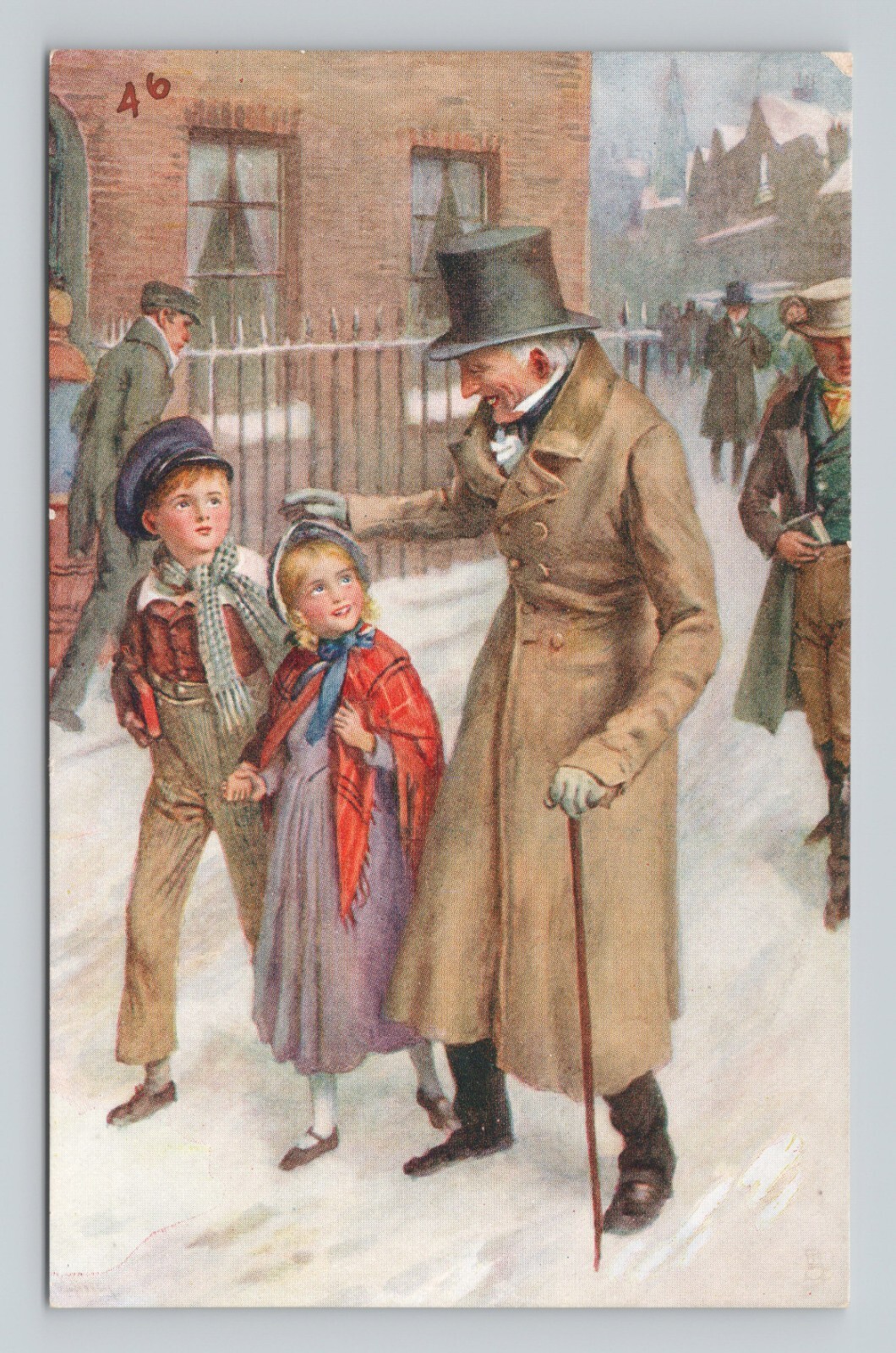 Tucks 3407 Oilette Harold Copping Dickens Scrooge Kept Christmas Day Postcard Tucks 3407 Oilette Harold Copping Dickens Scrooge Kept Christmas Day Postcard