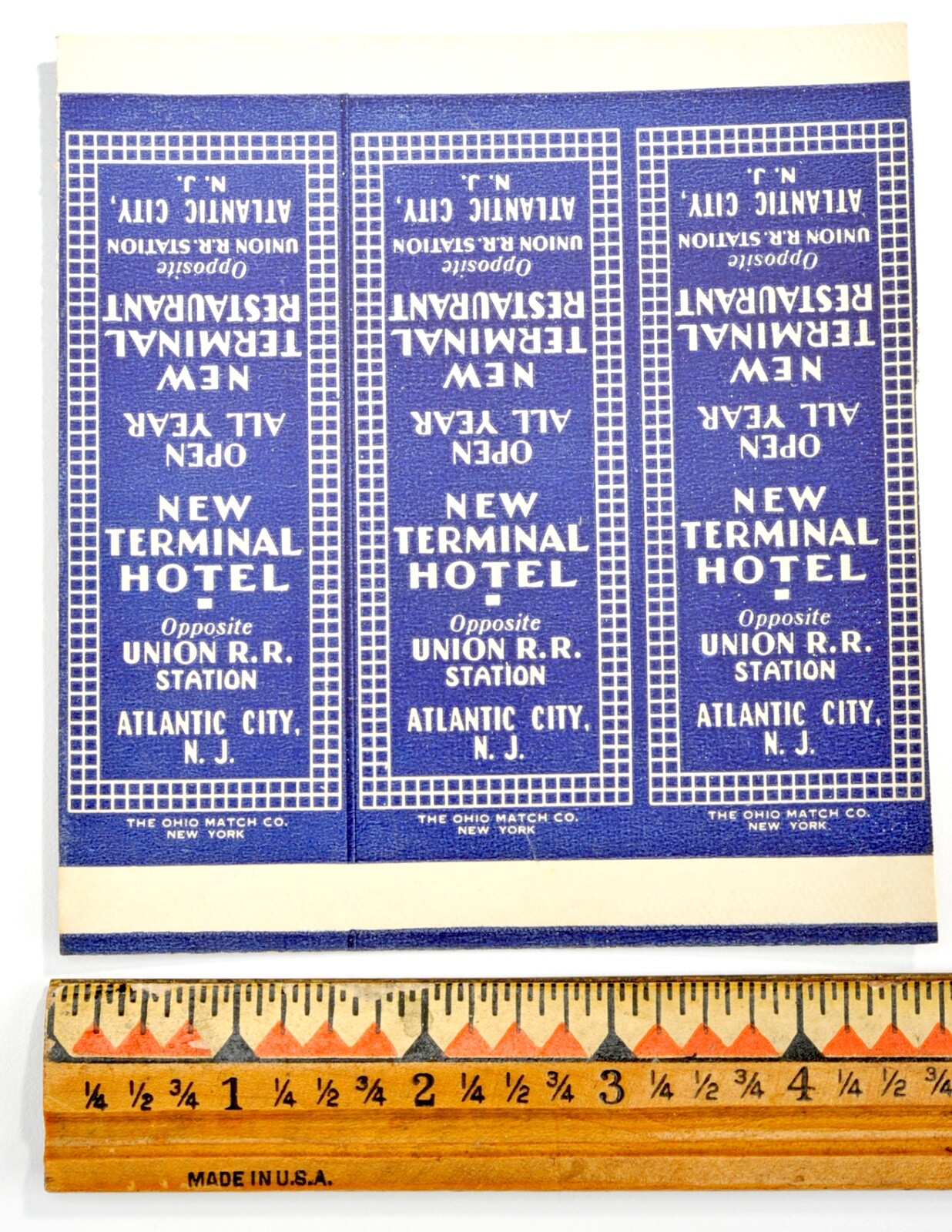 Vintage 1930's UNION Railroad Station New Terminal Hotel Matchbook Uncut Cover#1