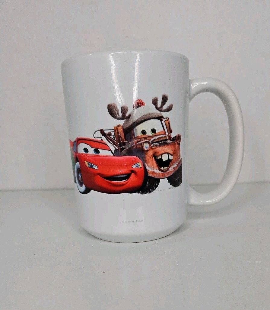 Disney Pixar Cars Ceramic coffee mug cup McQueen &  Mater Christmas