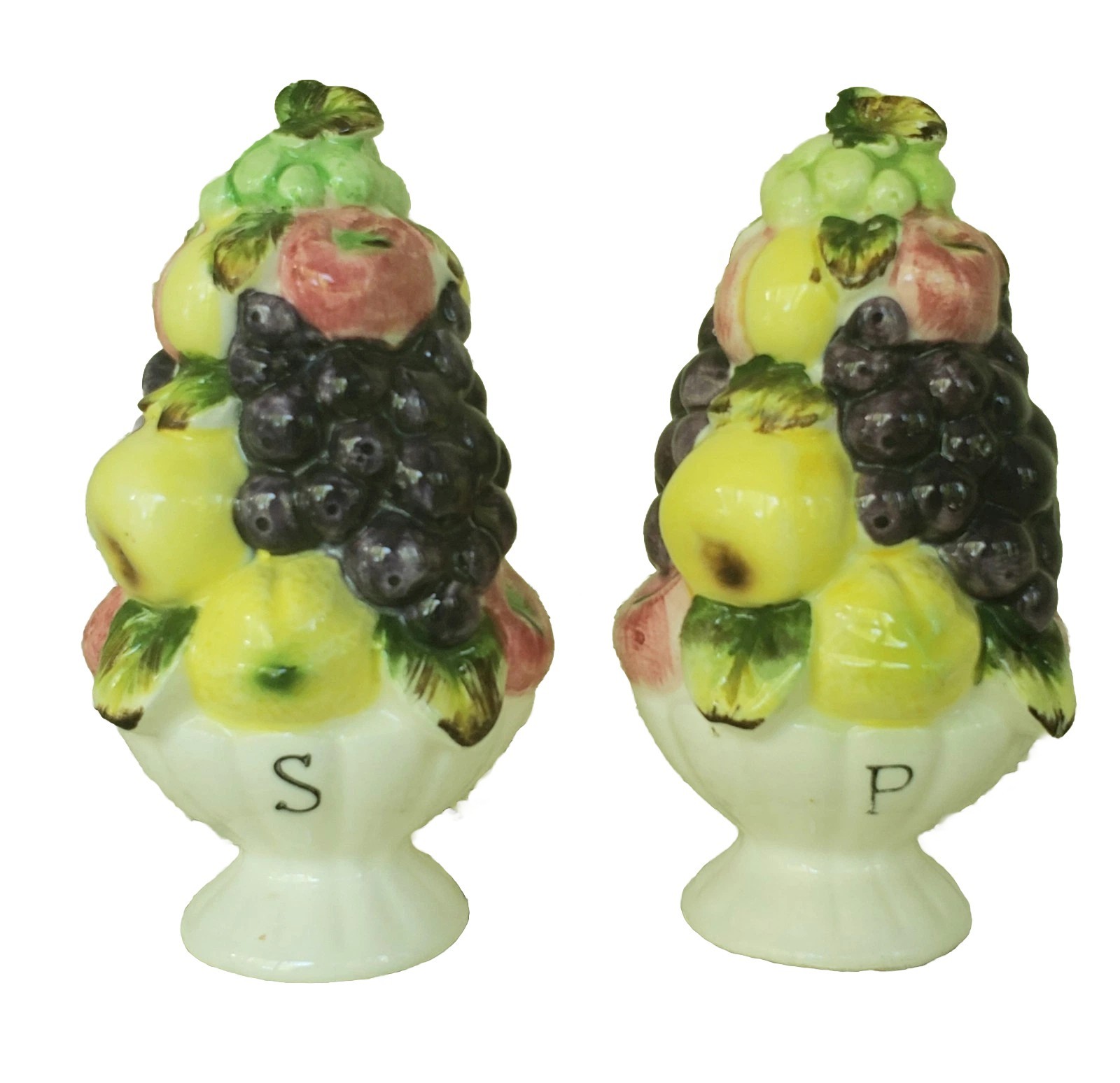 Set Vintage Lefton Fruit Topiary Salt Pepper Shakers Stoppers Stickers Mint Set Vintage Lefton Fruit Topiary Salt Pepper Shakers Stoppers Stickers Mint