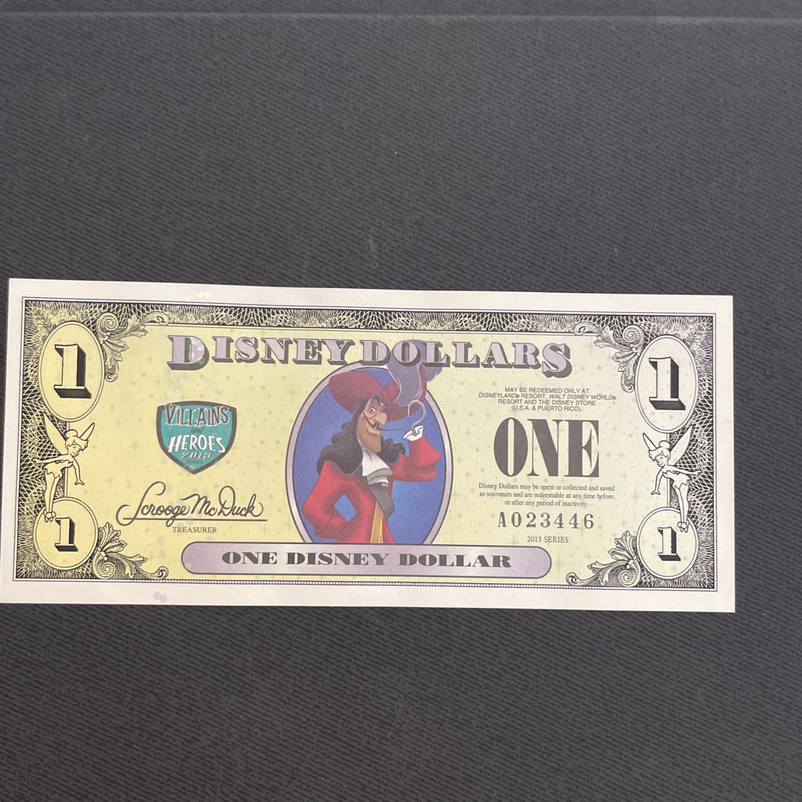 2013 Disney Dollar Captain Hook “Villains and Heroes” A Series 2013 Disney Dollar Captain Hook “Villains and Heroes” A Series