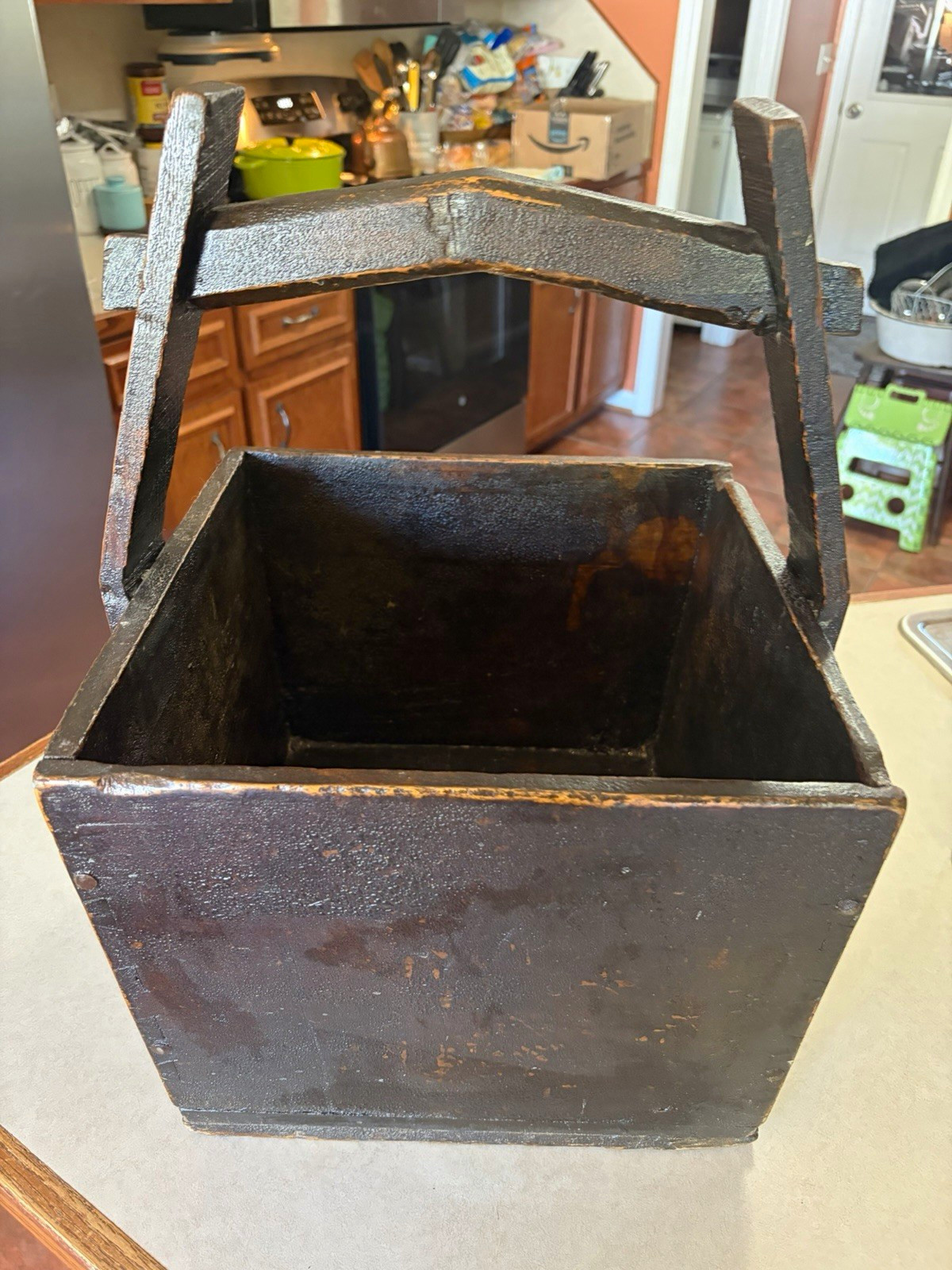 Antique Elmwood Chinese Rice Grain Bucket 18x13 Antique Elmwood Chinese Rice Grain Bucket 18x13