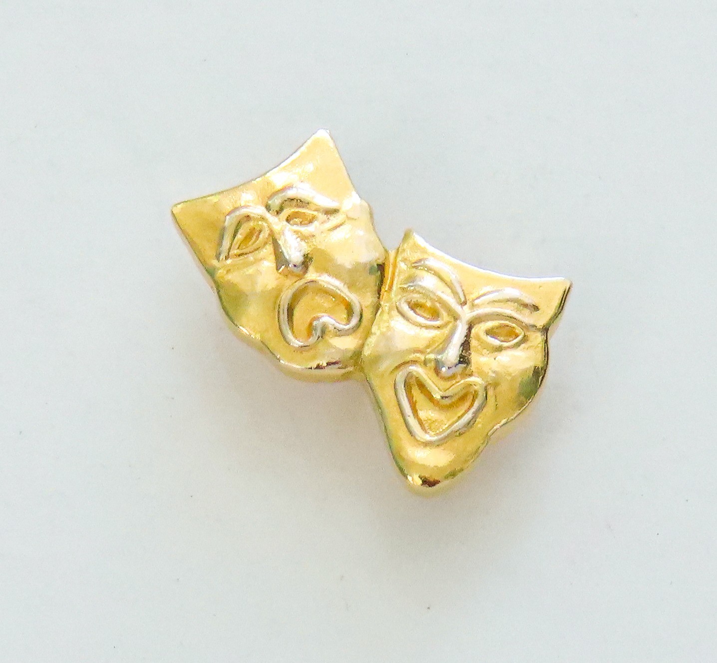 Comedy Tragedy Lapel Pin Vintage Mask Gold Tone Theater Happy Sad Comedy Tragedy Lapel Pin Vintage Mask Gold Tone Theater Happy Sad