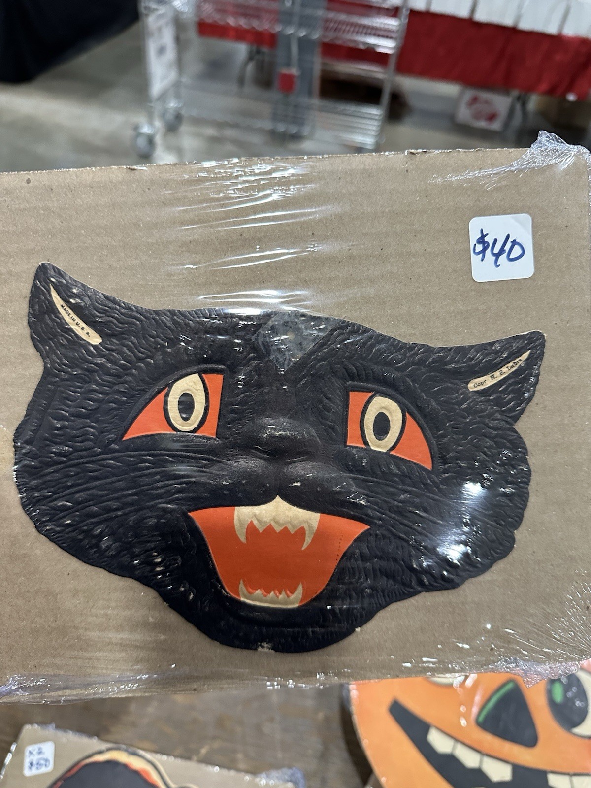 Antique Vintage Halloween Black Cat Die Cut Decoration 1940’s Antique Vintage Halloween Black Cat Die Cut Decoration 1940’s