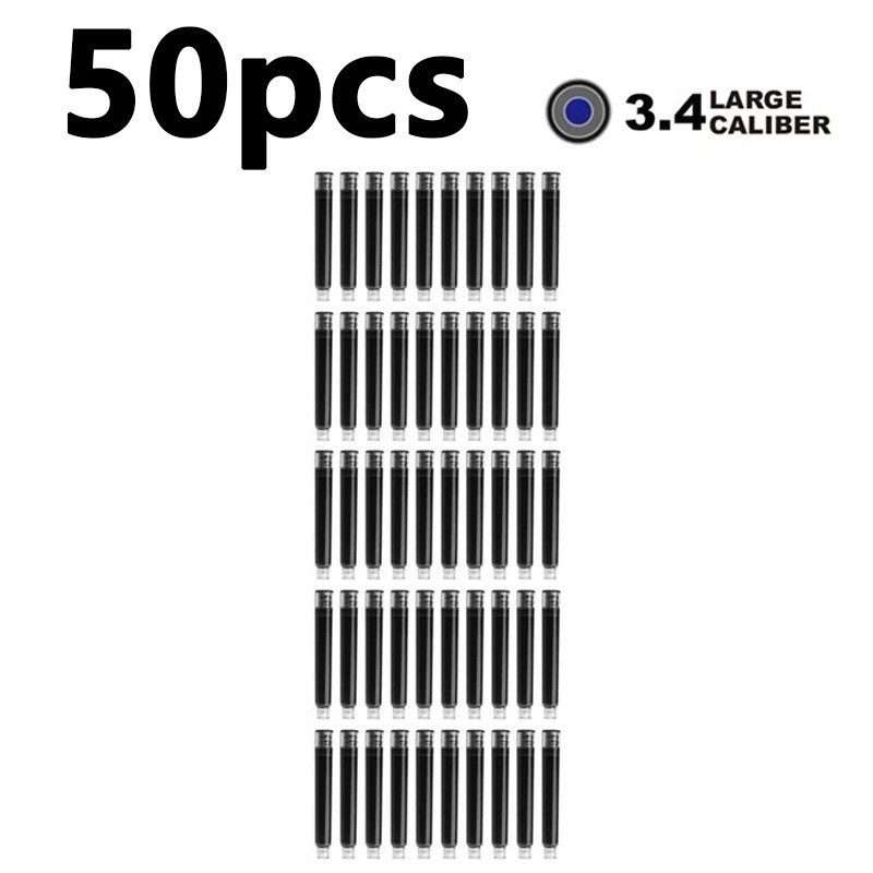 50/100pcs Fountain Pen Ink Cartridges 3.4mm Black Blue Red Universal Refill 50/100pcs Fountain Pen Ink Cartridges 3.4mm Black Blue Red Universal Refill