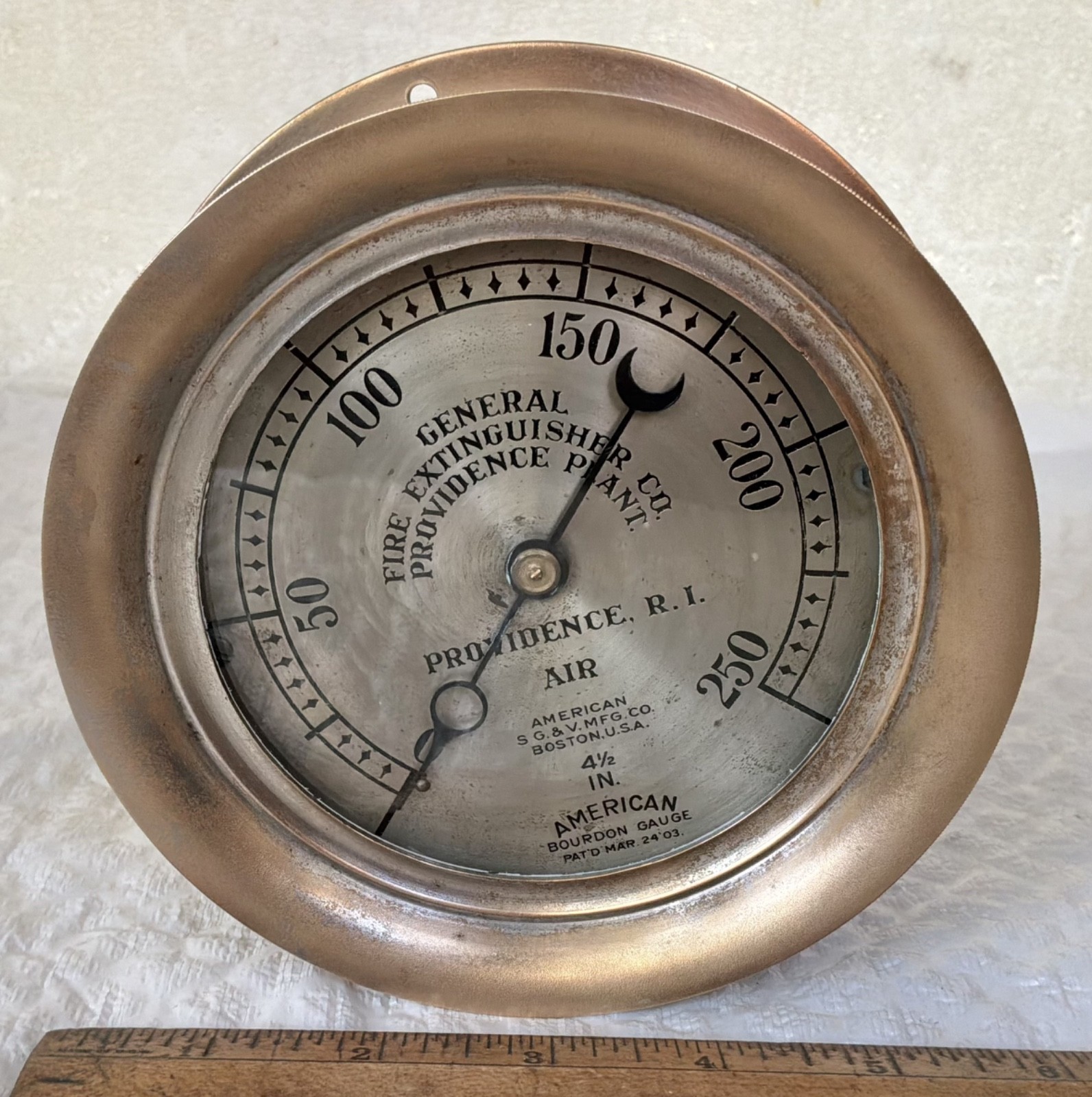 NICE antique 1910's GENERAL FIRE EXTINGUISHER vintage BRASS old steam gage GAUGE NICE antique 1910's GENERAL FIRE EXTINGUISHER vintage BRASS old steam gage GAUGE