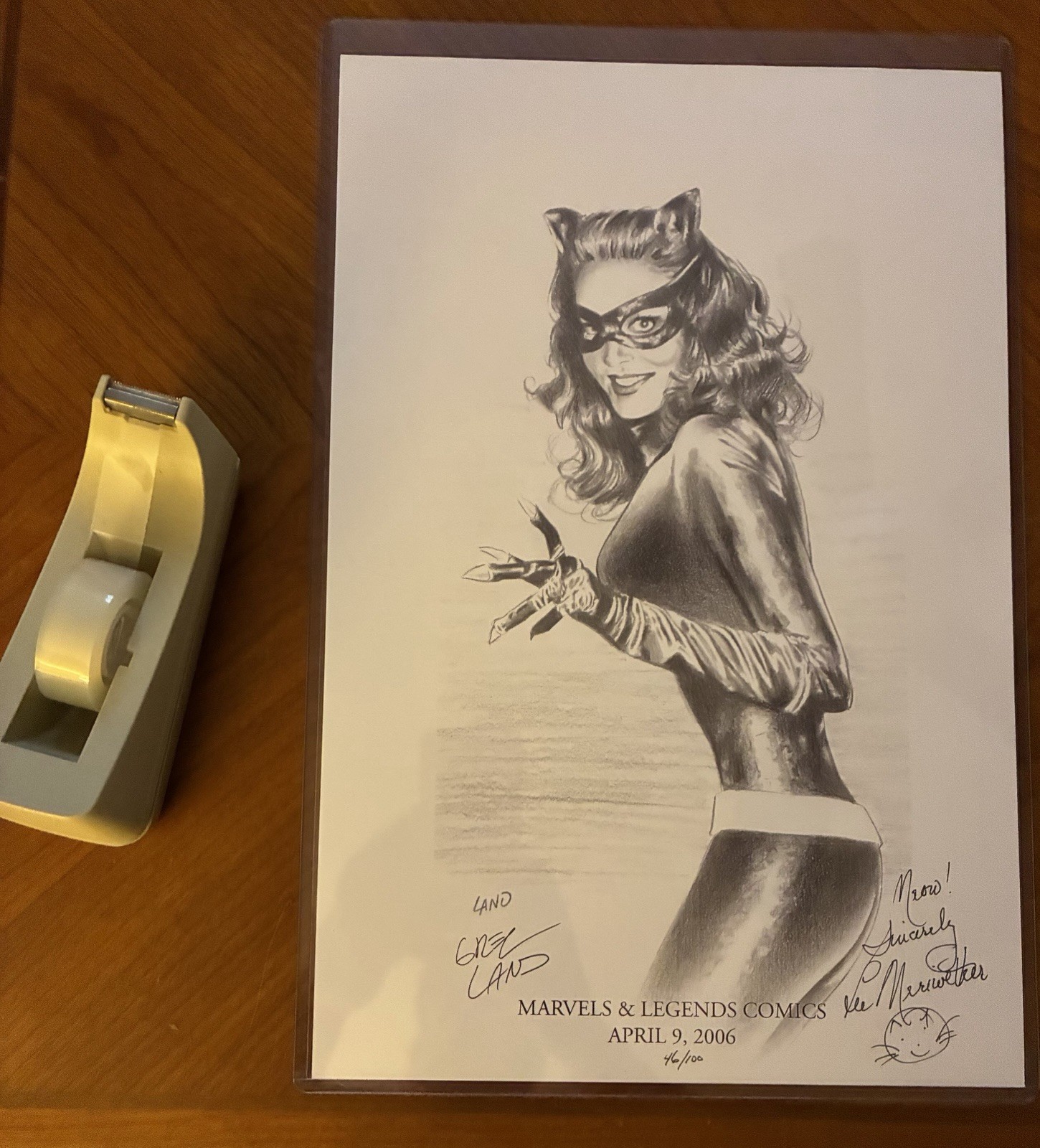 BATMAN / Lee Meriwether Catwoman Print by Greg Land - Limited 46/100 (2006) BATMAN / Lee Meriwether Catwoman Print by Greg Land - Limited 46/100 (2006)