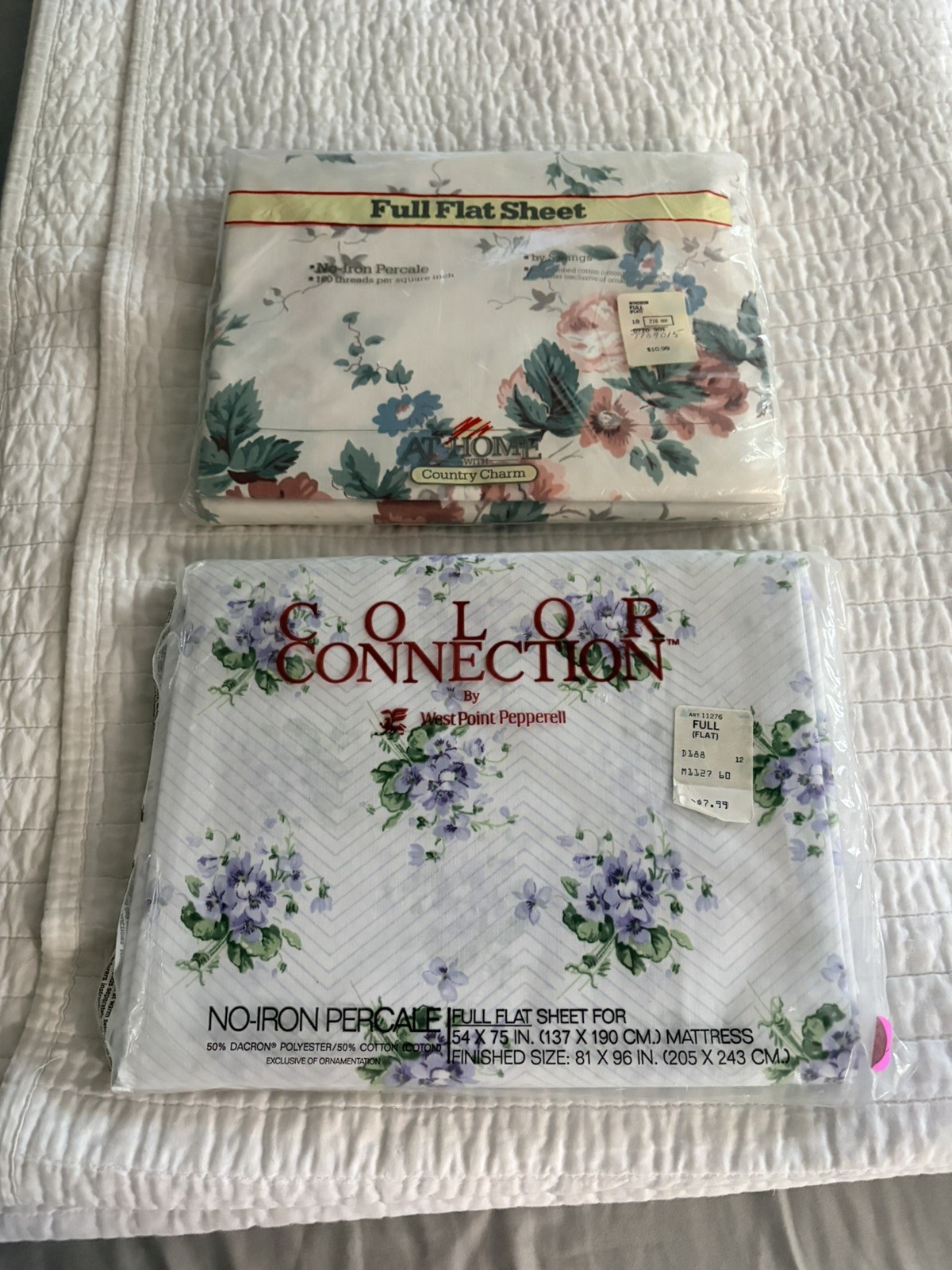 Vintage Full Flat Sheets No Iron Percale Cottagecore Lot of 2 New Vintage Full Flat Sheets No Iron Percale Cottagecore Lot of 2 New