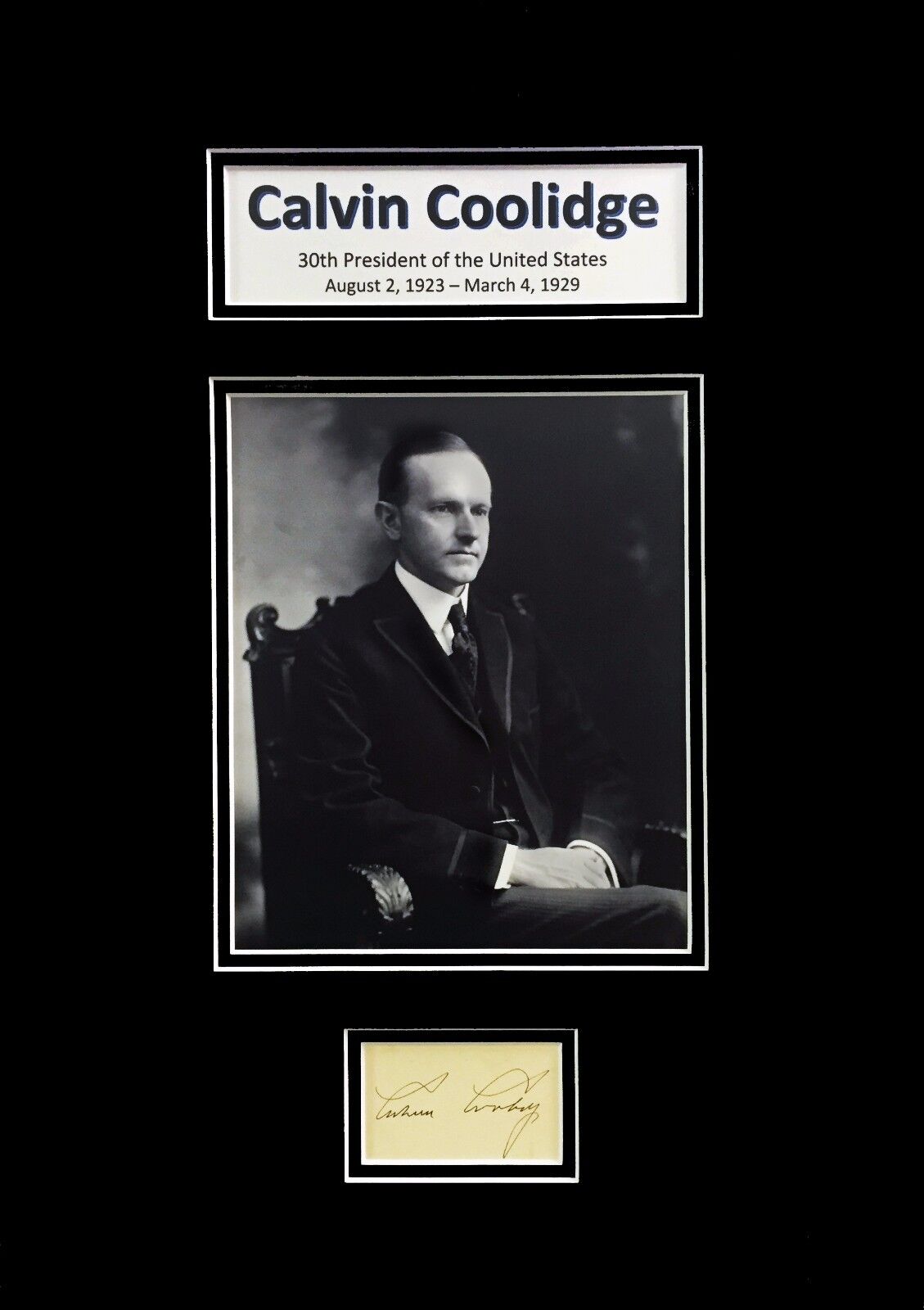 President Calvin Coolidge Original Signature Cut 