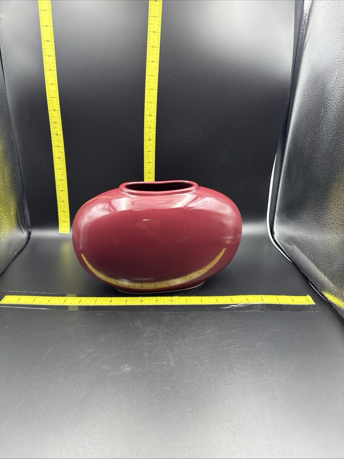 Vintage Srednick Collection Japan Oxblood Red Modernist Ceramic Vase 12”x7”