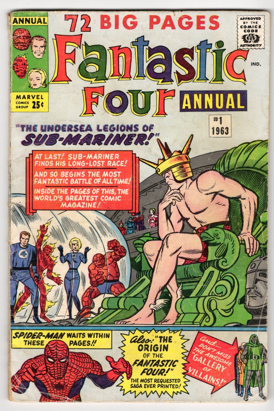 Fantastic Four Annual 1 1963 Marvel Comics G+ 2.5 Namor Spider-Man Doctor Doom Fantastic Four Annual 1 1963 Marvel Comics G+ 2.5 Namor Spider-Man Doctor Doom