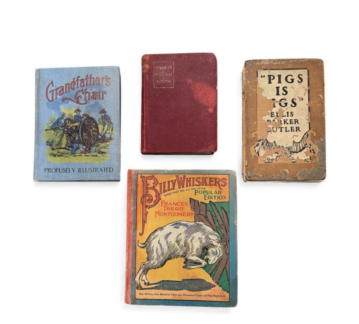 Antique Book Lot 4 Irving Grandfathers Chair Pigs Billy Whiskers Rare