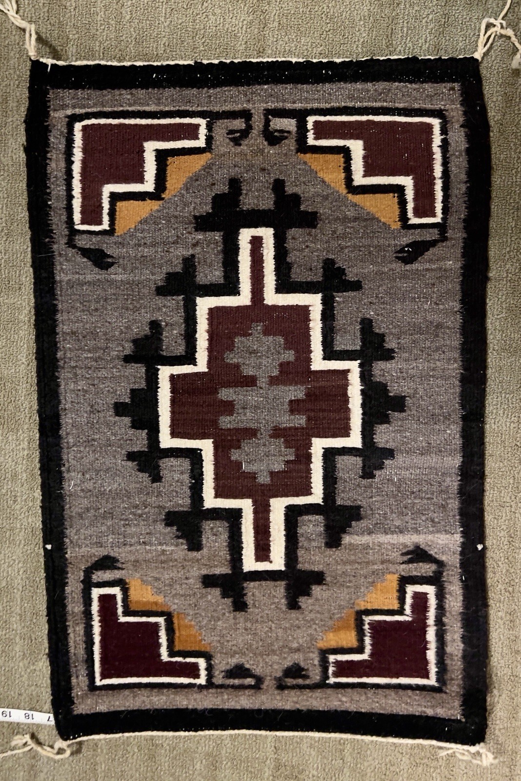 Vintage Handwoven Wool Rug/Wall Hanging Southwestern Geometric 18x28 Vintage Handwoven Wool Rug/Wall Hanging Southwestern Geometric 18x28