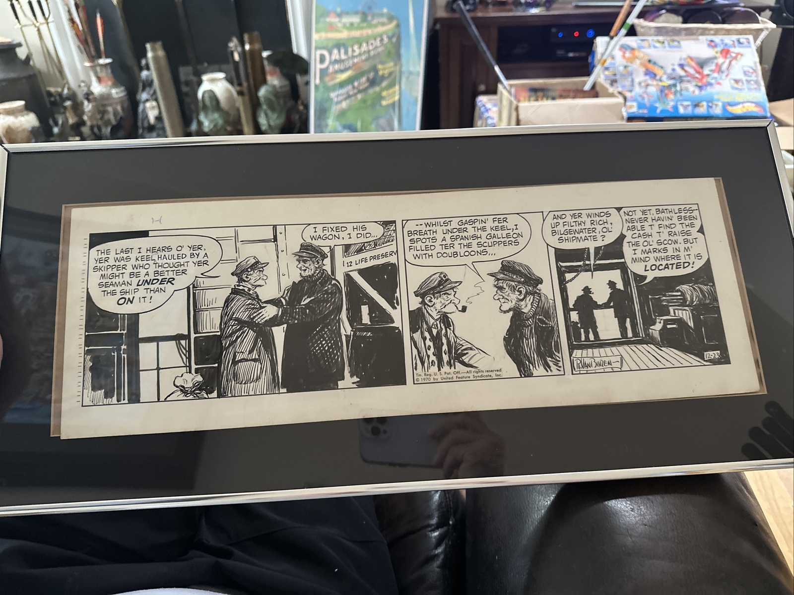 Signed Comic Strip Framed ORIGINAL PEN+INK  ARTWORK - R VAN BUREN 1970