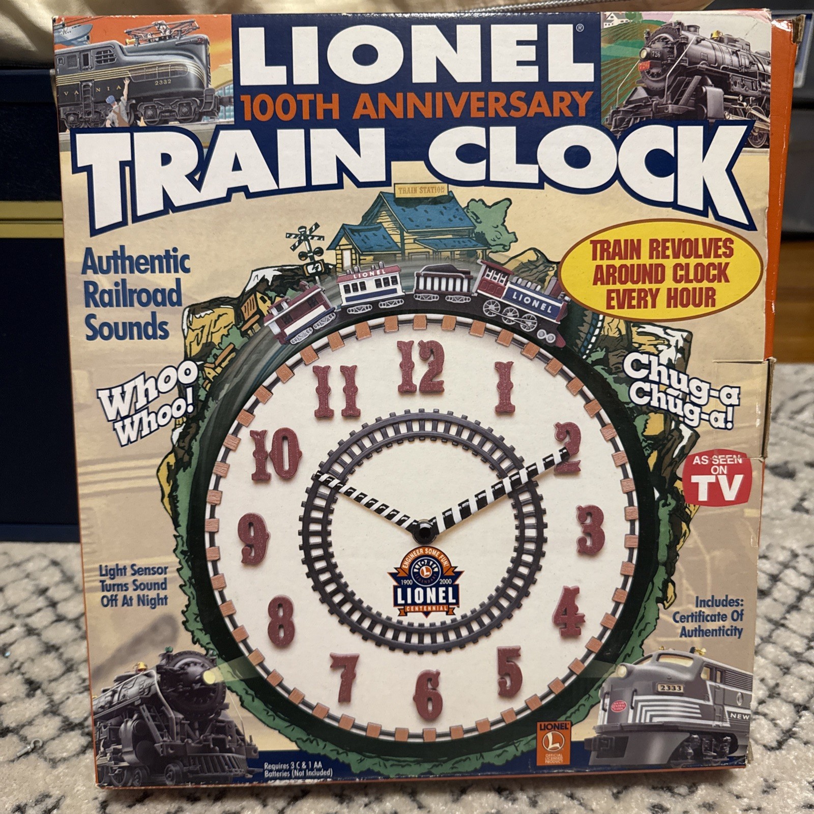 Lionel Trains 100th Anniversary Alarm Clock Train New in Box,  Vintage