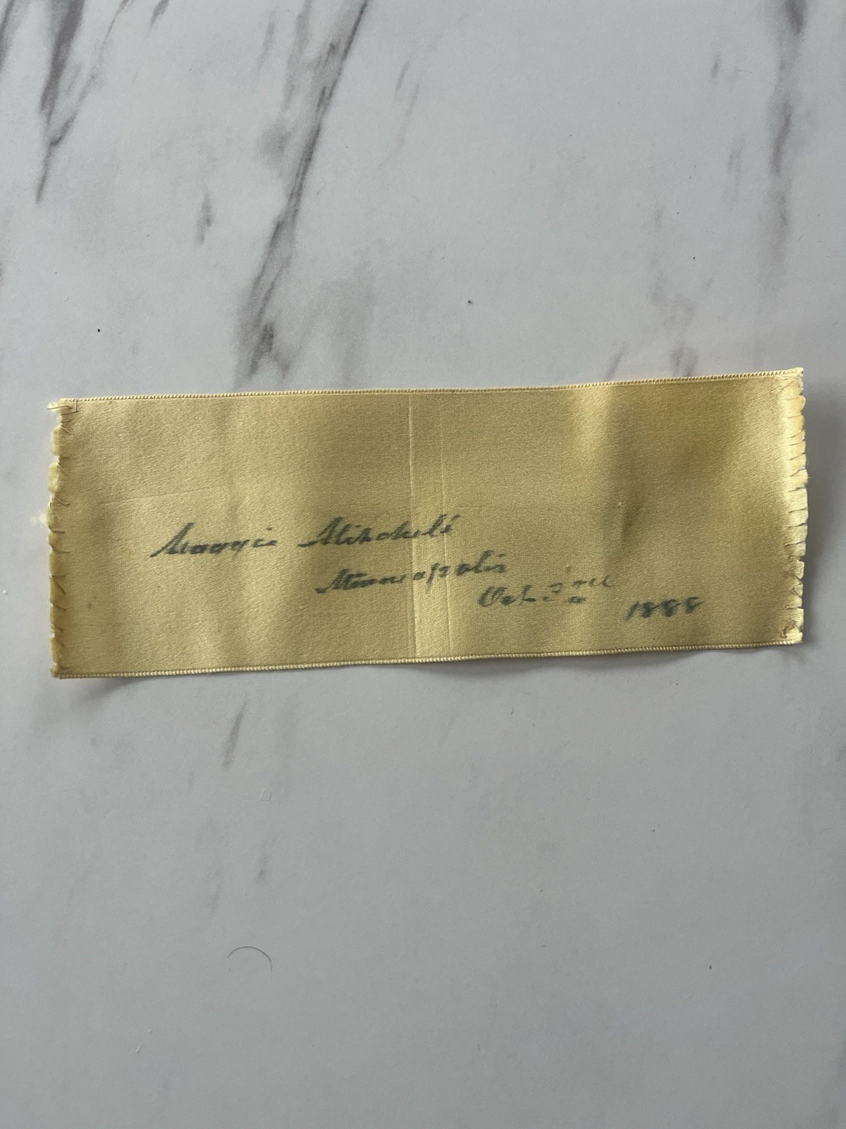 1888 Antique Autograph Ribbon Signed by Famous Stage Actress Maggie Mitchell 1888 Antique Autograph Ribbon Signed by Famous Stage Actress Maggie Mitchell