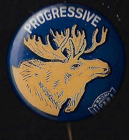 1912 Teddy Roosevelt Progressive Bull Moose Party Presidential Campaign Button 1912 Teddy Roosevelt Progressive Bull Moose Party Presidential Campaign Button