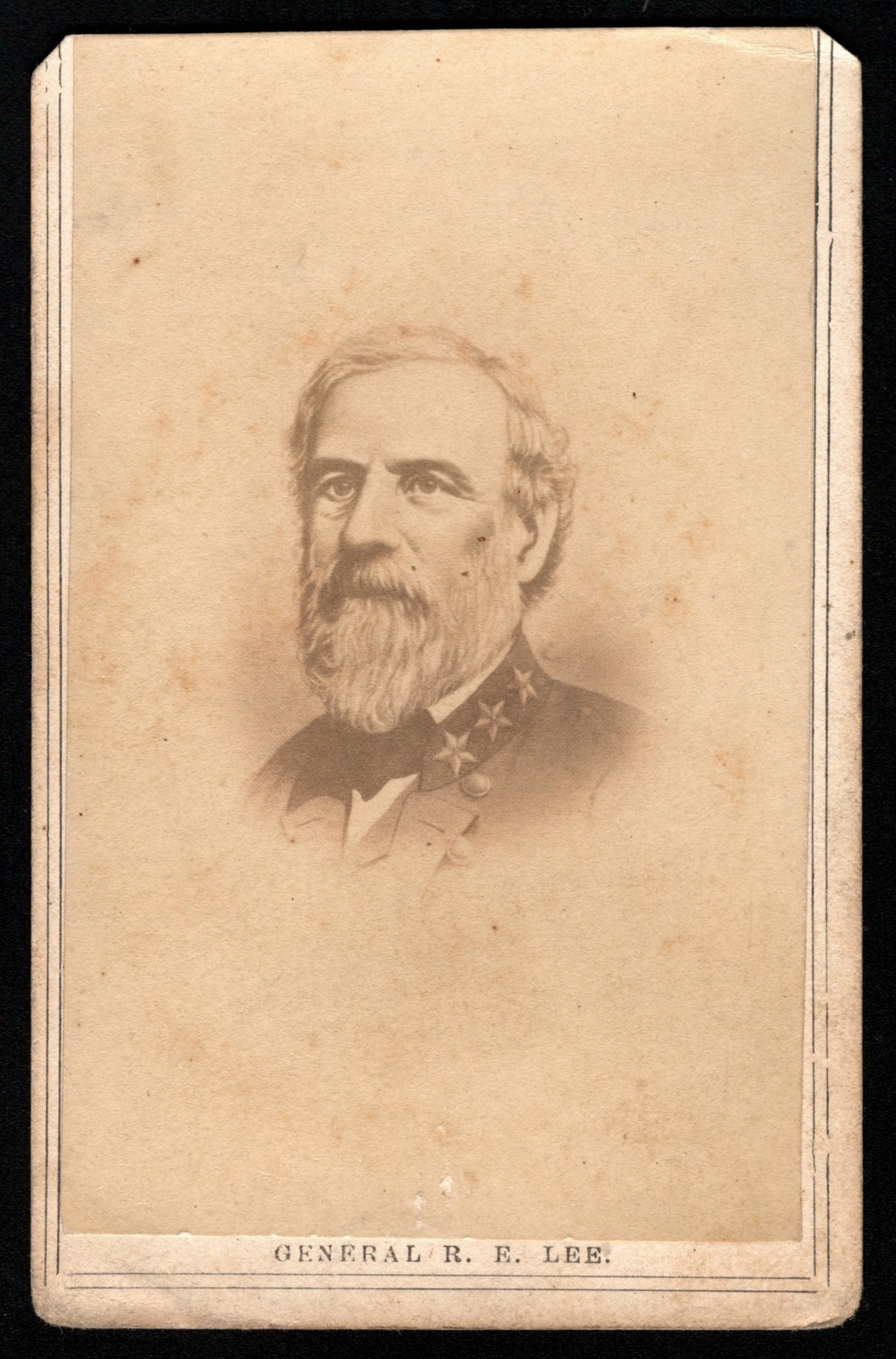 Civil War CDV Confederate General Robert E. Lee Three Star Collar 1860s Civil War CDV Confederate General Robert E. Lee Three Star Collar 1860s