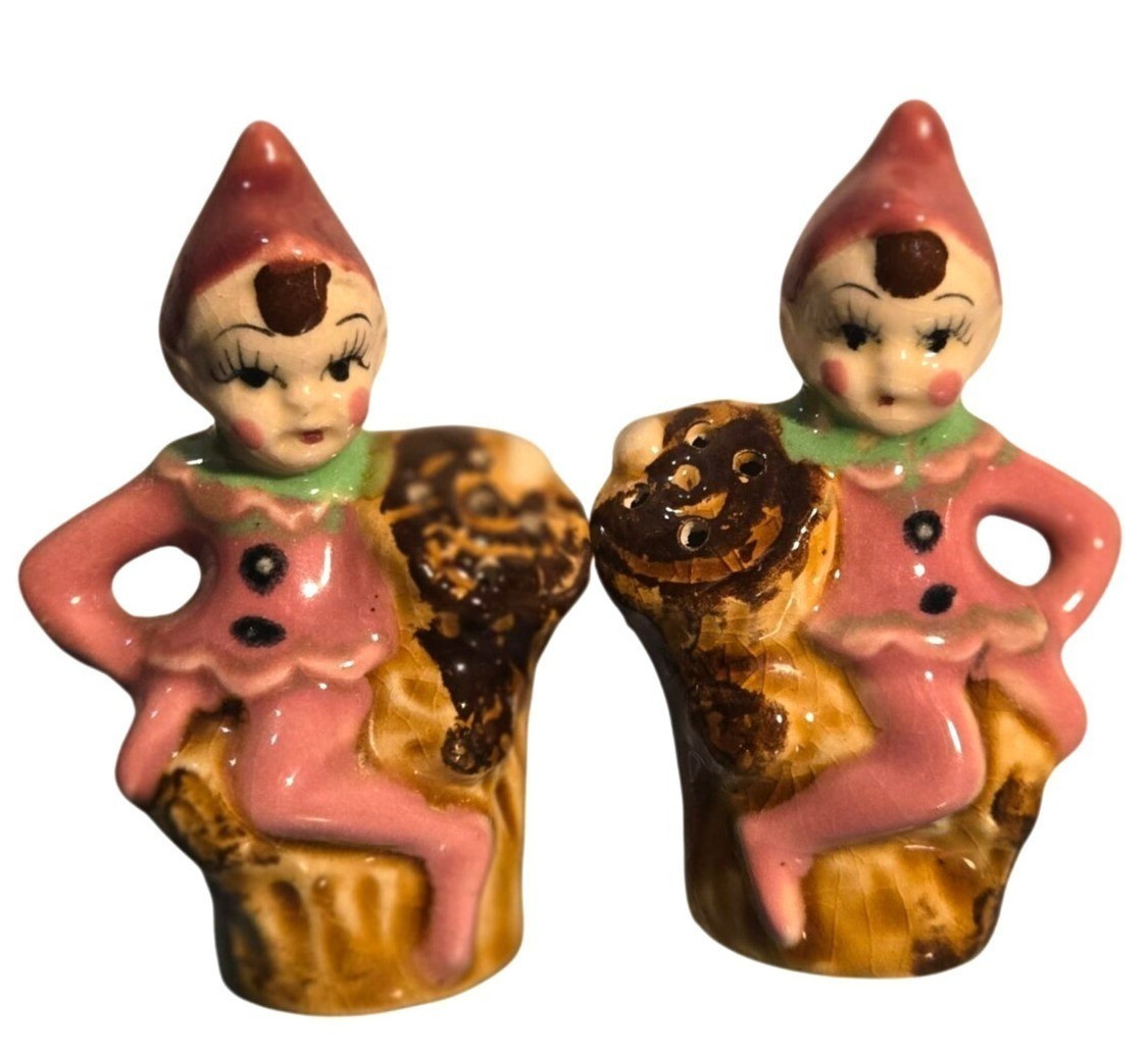 Vintage Pixie Elf Salt Pepper Shakers Kitschy Japan Christmas Decor whimsical Vintage Pixie Elf Salt Pepper Shakers Kitschy Japan Christmas Decor whimsical