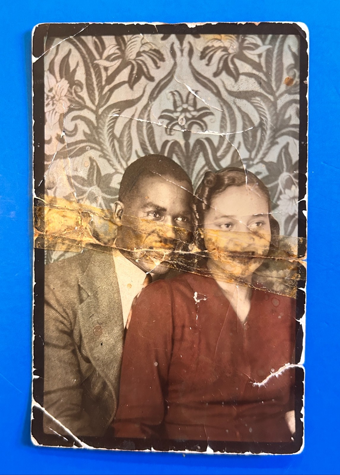 1940s African American Couple Hand Tinted Portrait Photo Black Americana 1940s African American Couple Hand Tinted Portrait Photo Black Americana