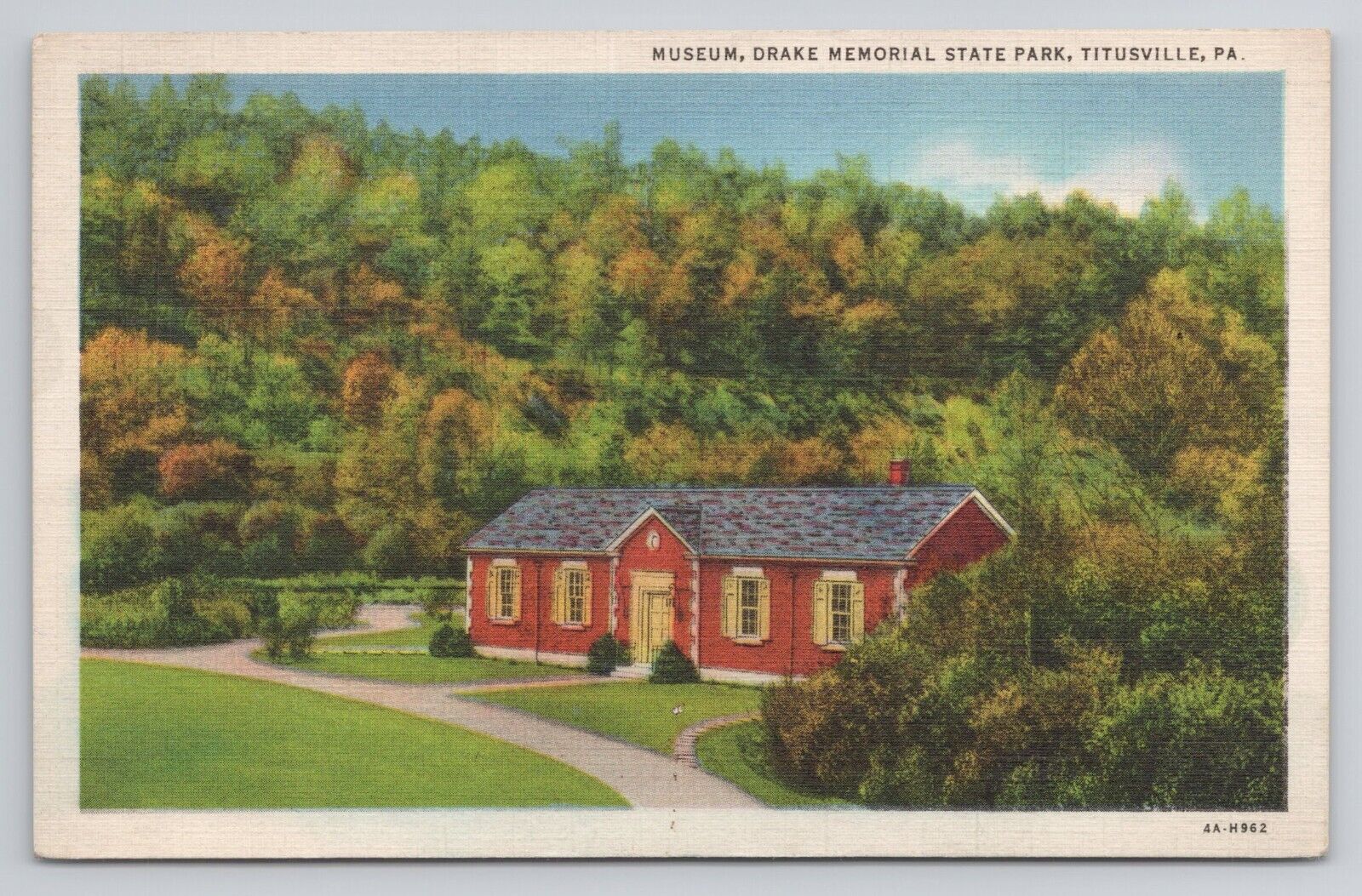 Museum Drake Memorial State Park Titusville Pa Linen Postcard No 3756