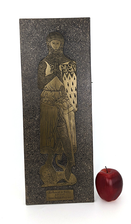 Monumental Brass Wall Plaque - Medieval / Gothic Revival - Sir Robert de Bures
