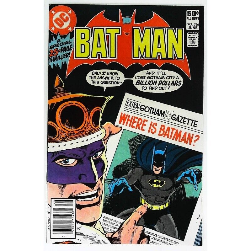 Batman (1940 series) #336 Newsstand in Near Mint minus condition. DC comics [t\'